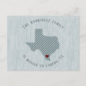 South Texas Blue Linen Heart Texas Moving Aankondigingskaart (Voorkant)