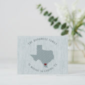 South Texas Blue Linen Heart Texas Moving Aankondigingskaart (Staand voorkant)