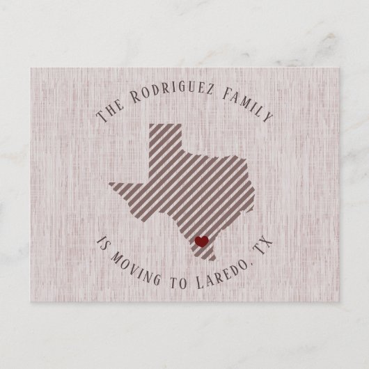 South Texas Roos Linen Heart Texas Moving Aankondigingskaart (Voorkant)