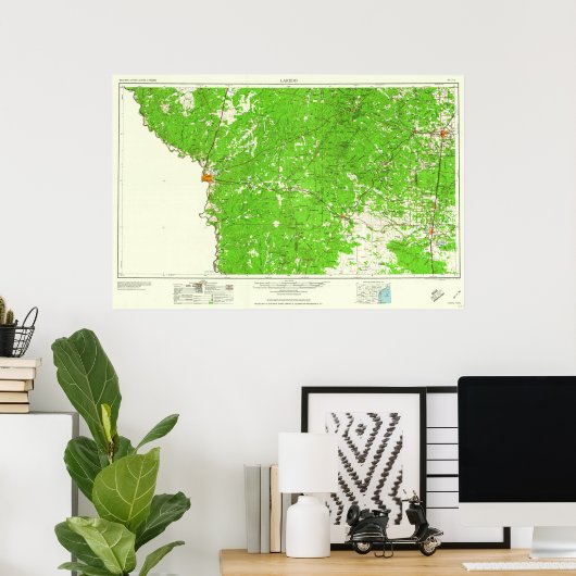 South Texas Topo Map met Laredo Poster (Thuiskantoor)