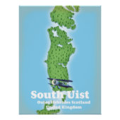 South Uist Outer Hebrides Scotland kaart Perfect Poster (Voorkant)