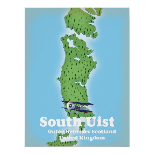 South Uist Outer Hebrides Scotland kaart Perfect Poster (Voorkant)