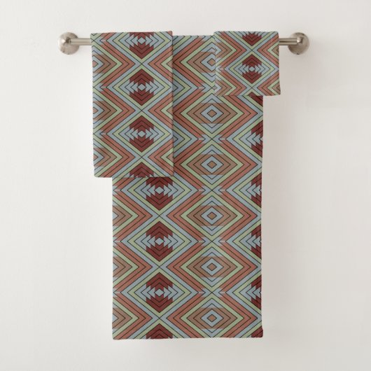 South West American Indian Style Patterned Art Bad Handdoek (Insitu)