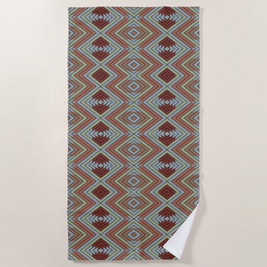 South West American Indian Style Patterned Art Strandlaken (Voorkant)