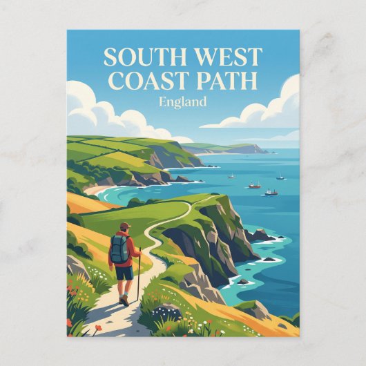 South West Coast Path, Cornwall sectie Engeland Briefkaart (Voorkant)