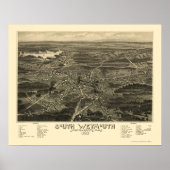 South Weymouth, MA Panoramic Map - 1885 Poster (Voorkant)