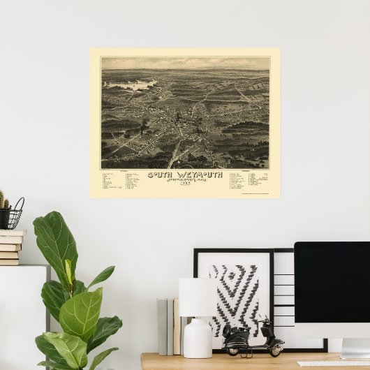 South Weymouth, MA Panoramic Map - 1885 Poster (Thuiskantoor)