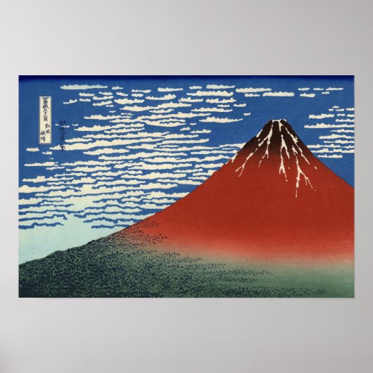 South Wind, Clear Sky (door Hokusai) Poster (Voorkant)