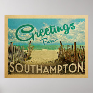 Southampton Beach Vintage Travel Poster