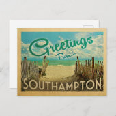 Southampton Briefkaart Beach Vintage Travel (Voorkant / Achterkant)