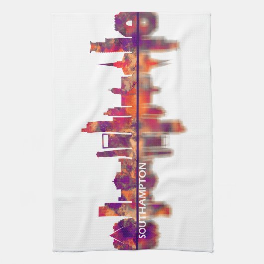 Southampton England Skyline Theedoek (Verticaal)
