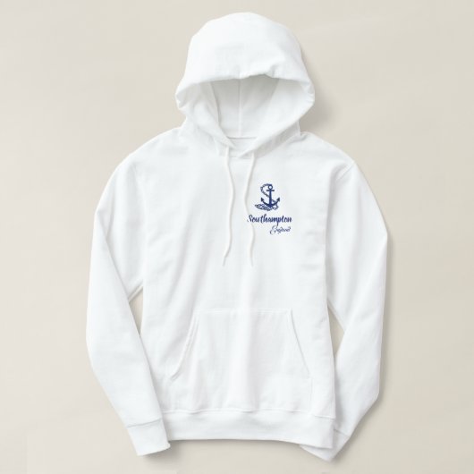 Southampton England, White and Blue Maritime Style Hoodie (Design voorkant)
