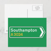 Southampton, UK Road Sign Briefkaart (Voorkant / Achterkant)