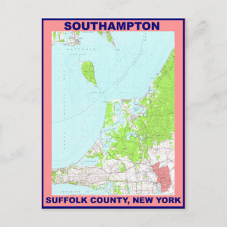 Southampton Village NY  Map ca. 1956 Briefkaart