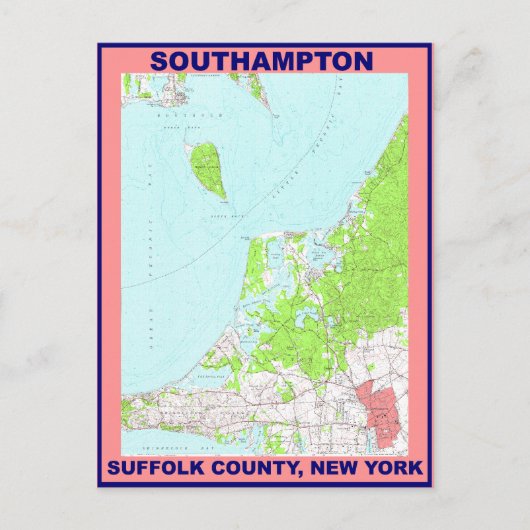 Southampton Village NY  Map ca. 1956 Briefkaart (Voorkant)