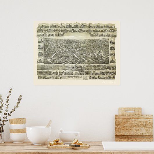 Southbridge, MA Panoramic Map - 1892 Poster (Keuken)