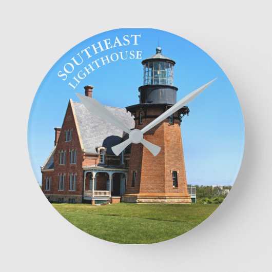 Southeast Lighthouse, Block Island RI Wall Clock Ronde Klok (Voorkant)