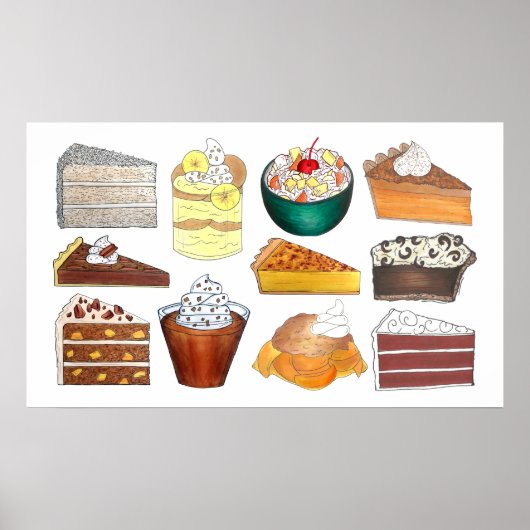 Southern Bakery Food Desserts USA American South Poster (Voorkant)