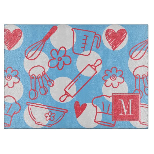 Southern Baking Polka Dot Pattern Recipe Snijplank (Voorkant)