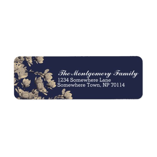Southern Beige Magnolias & Midnight Blue Etiket (Voorkant)