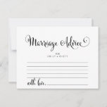 Southern Belle Calligraphy Marriage Advice Kaarten<br><div class="desc">Deze Zuid-belle kalligrafie huwelijksadvieskaarten zijn de perfecte activiteit voor een moderne trouwreceptie of vrijgezellenfeest. Het minimalistische ontwerp kenmerkt robuuste maar elegante zwart-witte typografie met grillige bloei voor een eenvoudige blik. Pas deze kaarten met de naam van de bruid en de groom aan.</div>