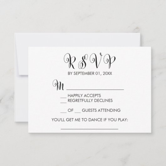 Southern Belle Calligraphy Song Request RSVP Card (Voorkant)