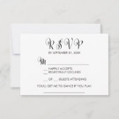 Southern Belle Calligraphy Song Request RSVP Card Kaartje (Voorkant)