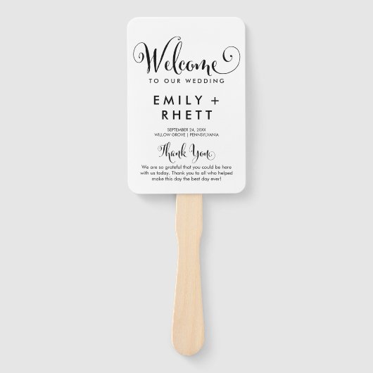 Southern Belle Calligraphy Wedding Programme Handwaaier (Voorkant)