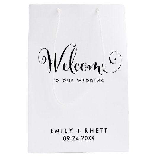Southern Belle Calligraphy Wedding Welcome Medium Cadeauzakje (Voorkant)