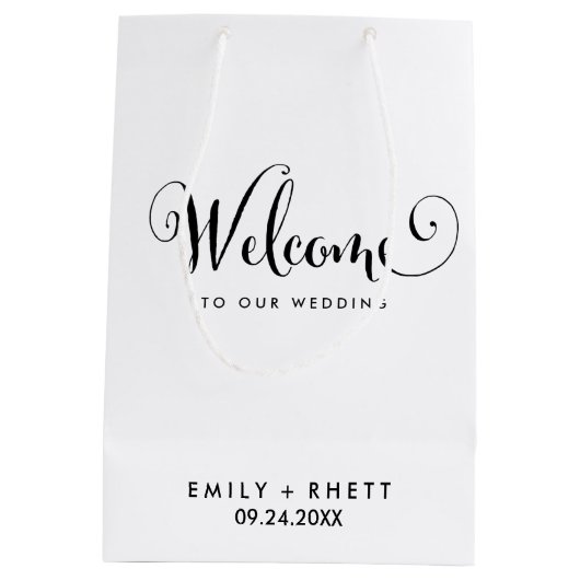 Southern Belle Calligraphy Wedding Welcome Medium Cadeauzakje (Achterkant)