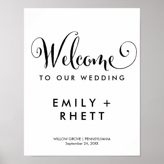 Southern Belle Calligraphy Welcome Wedding Poster (Voorkant)