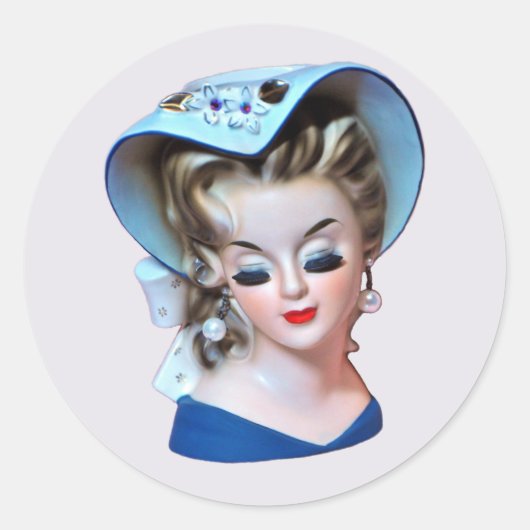 Southern Belle Head Vase Bonnet Lady met Attitude Ronde Sticker (Voorkant)