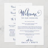 Southern Belle Navy Welkomstbrief & Bruidsmeisjes Programmakaart (Voorkant / Achterkant)