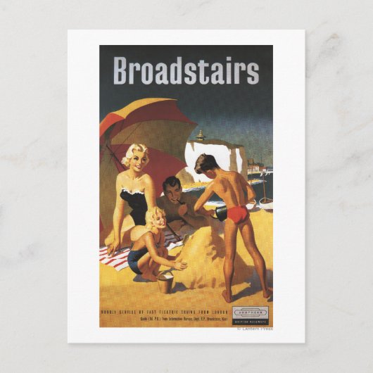 Southern British Railways Family on Beach Briefkaart (Voorkant)