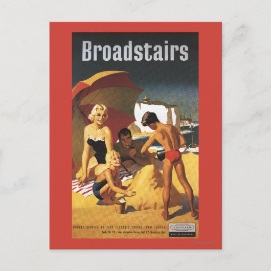 Southern British Railways Family on Beach Briefkaart (Voorkant)