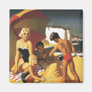 Southern British Railways Family on Beach Magneet