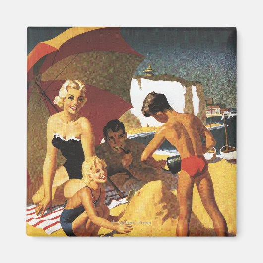 Southern British Railways Family on Beach Magneet (Voorkant)