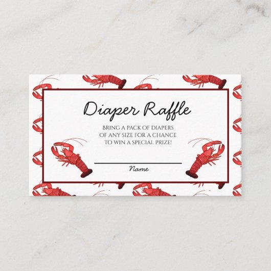 Southern Cajun Crawfish Baby shower Luier Raffle Informatiekaartje (Voorkant)