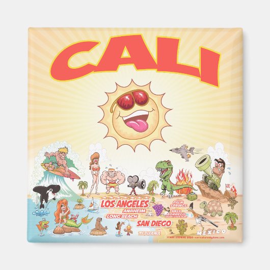 Southern California Cali Cartoon Magnet (Voorkant)