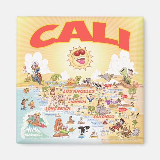 Southern California Cali Cartoon Magnet (Voorkant)