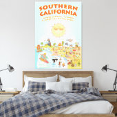 Southern California Cartoon Map Canvas Afdruk (Insitu (Slaapkamer))