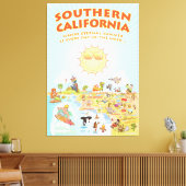 Southern California Cartoon Map Canvas Afdruk (Insitu (Woonkamer))