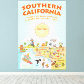 Southern California Cartoon Map Canvas Afdruk (Insitu (Houten vloer))