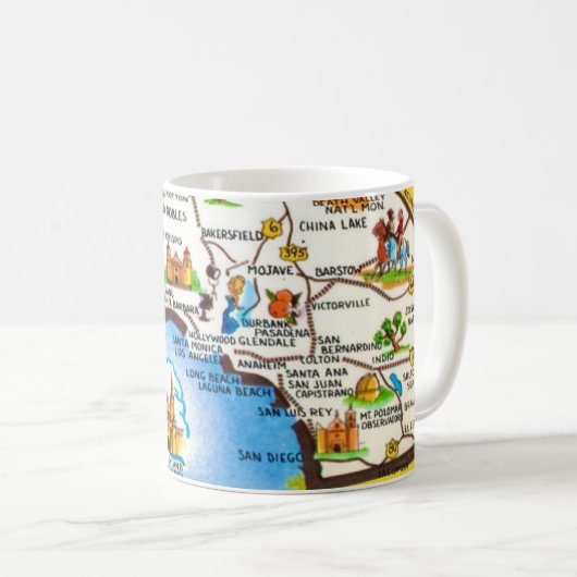 Southern California Map Mug Koffiemok (Voorkant rechts)