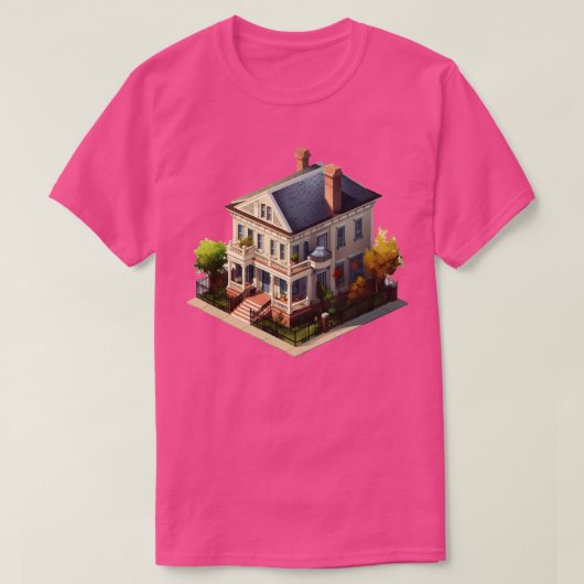 Southern Charleston House Isometrisch ontwerp T-shirt (Design voorkant)