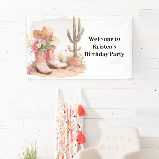 Southern Charm Cowboy Petten Verjaardag Spandoek (Insitu)