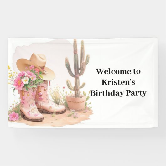 Southern Charm Cowboy Petten Verjaardag Spandoek (Horizontaal)