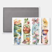 Southern Charm Watercolor Magnets | Peach Basket,  Magneet (Voorkant / Achterkant)