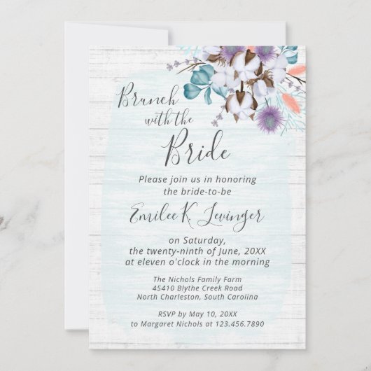 Southern Country Cotton Vrijgezellenfeest Bruidbru Kaart (Voorkant)