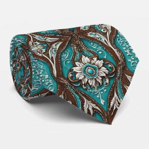 Southern Cowboy Brown Turquoise Western Land Stropdas